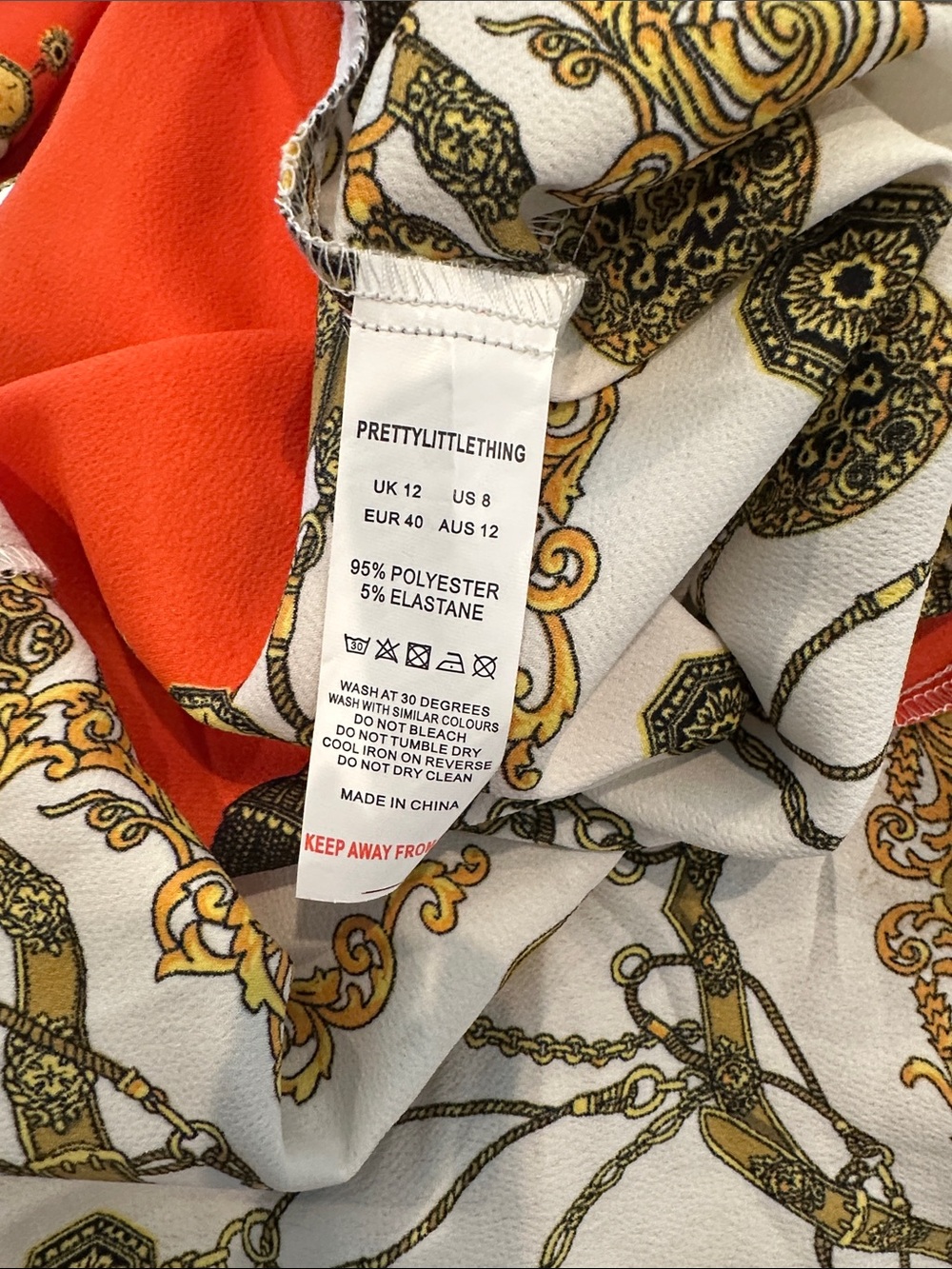 PrettyLittleThing Orange Chain-Trim Button Dress - Picture 6 of 6